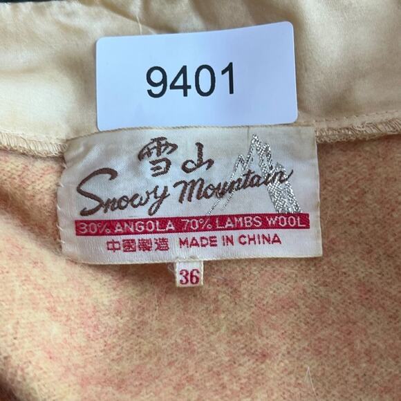 Vintage Snowy Mountain Coat Womens 36 Yellow Angora Wool Blend Embroidered - Picture 7 of 9